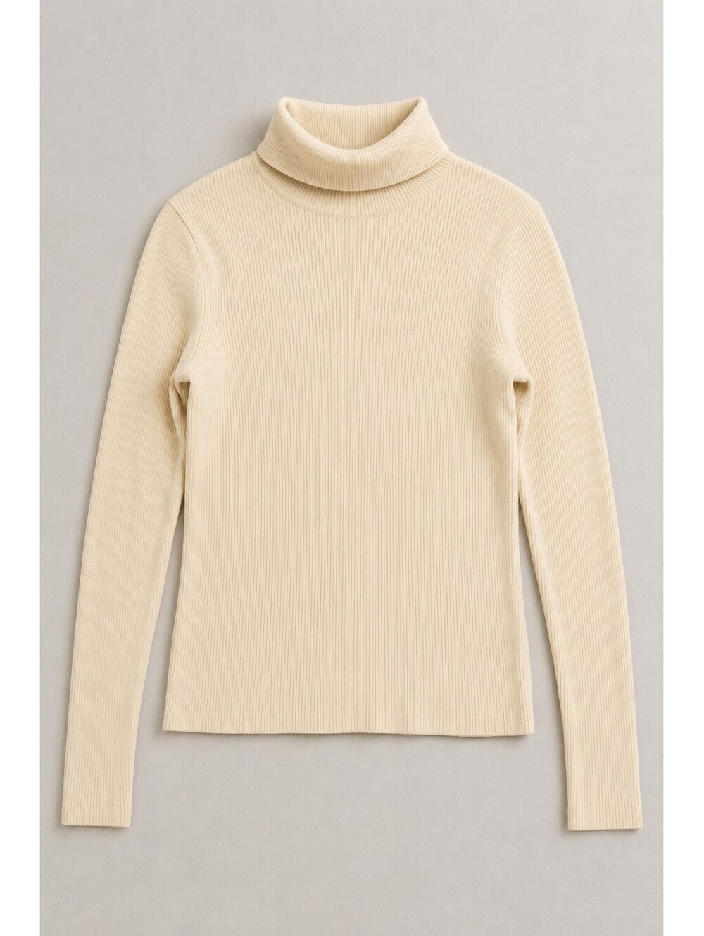 Lauren Ralph Lauren Petite P/S Cream Ribbed Turtleneck Stretch Top